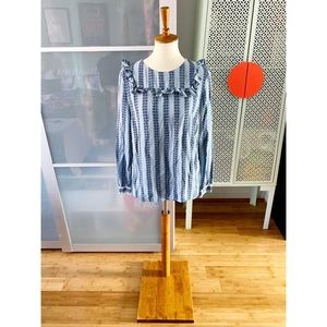 Boden Effie Blouse in Heritage Blue Floral Trellis